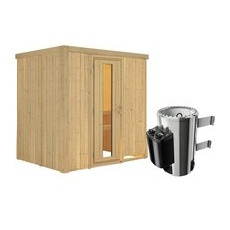 KARIBU Sauna »Kircholm«, inkl. 3.6 kW Saunaofen mit integrierter Steuerung, für 3 Personen - beige