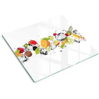 Tulup Glasplatte 60x52 cm Obst und Wasser , Glas , 60x0.4x52 cm , Küchen, Küchenelektrogeräte, Herde, Herdabdeckplatten