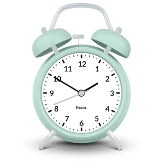FISURA - Analogwecker ohne Ticken. Wecker mit Led-Nachtlicht. Zifferblatt 9 Zentimeter.11,7x5,5x16. Metall und ABS (Mint)