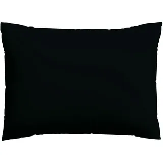 Kissenbezug SCHLAFGUT "Premium Kissenbezug Knitted Jersey (1 St)", schwarz (off, schwarz), B:70cm L:90cm, Jersey, Obermaterial: 95% Baumwolle, 5% Elasthan, Kissenbezüge, Kissenbezug, Ton-in-Ton Reißverschluss, Bio-Baumwolle mit Elasthan, Uni, OEKO Tex