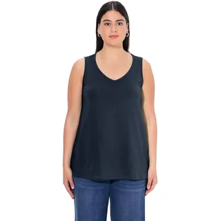 Ulla Popken Damen Feminines Top mit V-Neck T-Shirt, Marine, 46-48