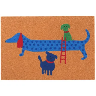 Relaxdays Fußmatte Kokos 60x40 cm, Türvorleger Dackel, Mehrfarbig