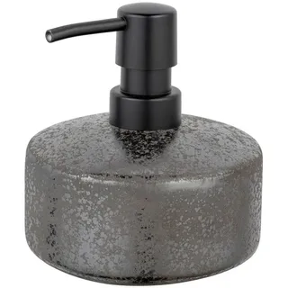 Schöner Wohnen Seifenspender , Grau, Schwarz, Dunkelgrau , Kunststoff, Keramik , 10.5x12.5x10.5 cm , Kunststoffpumpe, Spender problemlos zum Nachfüllen , Badaccessoires, Seifenspender