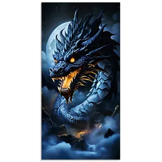 Artland Glasbild "Die Wut des Drachen XVII" klassische Fantasie 1 Stk. tlg. in verschiedenen Größen, farbe bild(er): blau