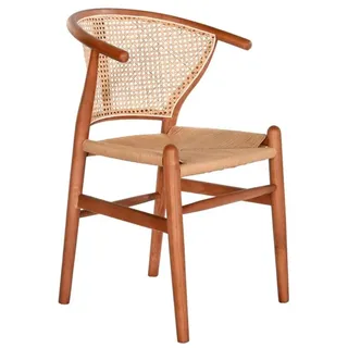 DKD Home Decor Esszimmerstuhl der Marke, braun, aus Rattan und Ulmenholz (49 x 42 x 78 cm)