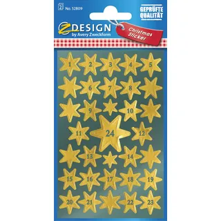 Avery Zweckform ZDesign Adventskalender-Sticker Sterne