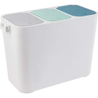 ONVAYA® Recycling Mülleimer mit 3 Fächern | Gesamtvolumen 27 Liter | 3 Kammern à 9L | Mülltrennsystem für Küche & Bad | Modernes Design in Creme-Mint - Creme, Türkis, Grau, Petrol
