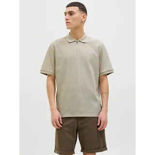 JACK & JONES Jjeaustin Zip Polo grau L