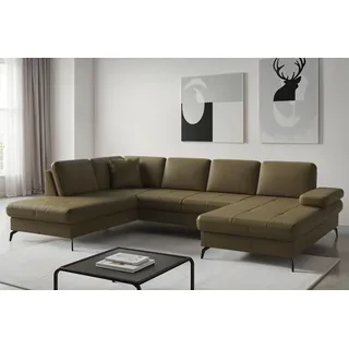 Wohnlandschaft SIT & MORE "Morris Jubi, Breite 300 cm", olive, Sofas, B/H/T: 300cm x 83cm x 202cm, NaturLEDER, Ottomane links, Mit Armteilverstellung,mit Armteilverstellung, Wohnlandschaft, mit Armteilfunktion, optional mit Bettfunktion, B:300cm H:83cm T:202cm