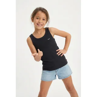 Ripptanktop LEVI'S KIDS "LVG MEET AND GREET RIBBED TANK", Mädchen, Gr. 14 (158), schwarz, Obermaterial: 95% Baumwolle, 5% Elasthan, Rundhals, Tops Ripptanktop, for GIRLS
