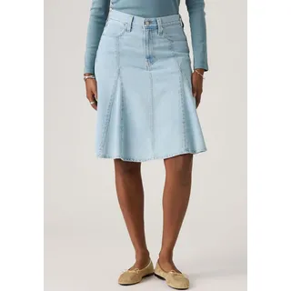 Jeansrock LEVI'S "GODET KNEE LENGTH SKIRT", Damen, Gr. 30, of course stone, Denim/Jeans, Obermaterial: 55% Baumwolle, 45% Lyocell, unifarben, normal kniefrei, Röcke Jeansrock, Midirock mit Falten