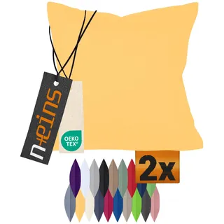npluseins Doppelpack Baumwoll-Kissenbezüge - Moderne Wohndekoration in schlichtem Design 317.361, 30 x 50 cm, gelb