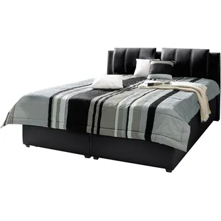 MAINTAL Polsterbett mit verstellbaren Kopfteilen schwarz