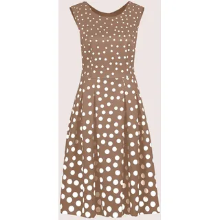 Sommerkleid MADELEINE "Kleid Kurzarm Tupfenkleid in Midilänge", Damen, Gr. 38, N-Gr, weiß (caramel, wollweiß), Obermaterial: 96% Polyester PES. 4% Elasthan EL., Modern, normal, Kleider Sommerkleid, V Ausschnitt im Rückteil