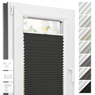 Estika Thermo-Plissee mit Bohren - 75 cm x 180 cm - Farbe: Anthrazit - Plissee Blickdicht, Fensterrollos für innen, Verdunkelungsplissee, Rollos für Fenster