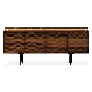 Designer Braune Holz Kommode s Sideboard Esszimmer Holzschrank - Braun