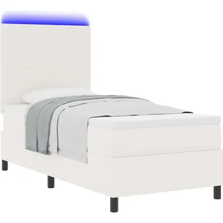 LED Boxspringbett Creme und Weiß 100 x 200 cm Cordstoff - Creme