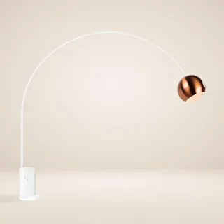 s.luce Stehlampe Ball Bogenlampe Marmor Weiß/Kupfer , Stein , Formgebogen,Formgebogen , E27 , 30x220x30 cm , Lampen & Leuchten, Innenbeleuchtung, Stehlampen
