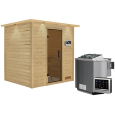 Bild Karibu Sauna Anja Fronteinstieg, 9 kW Bio-Kombiofen inkl. Steuergerät inkl. gratis Zubehörpaket