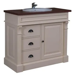 Casa Padrino Landhaus Stil Waschschrank Waschtisch inkl. 1 Waschbecken Creme / Braun - 103 x 51 x 91 cm - Creme, Braun