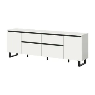 VCM Tomasa Lowboard 180x64 cm Weiß/Schwarz Holzwerkstoff