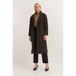 Wollmantel BUGATTI "Loose Fit", Damen, Gr. 40, 90, braun, 100% Wolle, unifarben, loose fit, normaler Saum, Mäntel Wollmantel, Flexcity Stretch mit Revers & Taschen