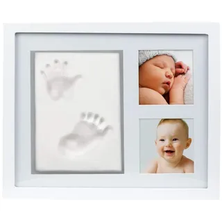 Pearhead Babyprints Newborn Baby Handprint and Footprint Photo Frame Kit, No Bake Clay, Newborn Baby Registry Must Haves, Baby Shower, White