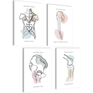 Mojoliving Anatomie Skelett Poster Set - Bilder für Schlafzimmer, Aesthetic Room Decor, Vintage Deko, Fitness Wandkunst