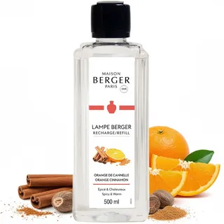 Maison Berger – Nachfüllung Orange-Zimt 500 ml für Lampe Berger – 2-in-1 geruchsneutralisierendes Raumduft-Öl – Orange, Zimt