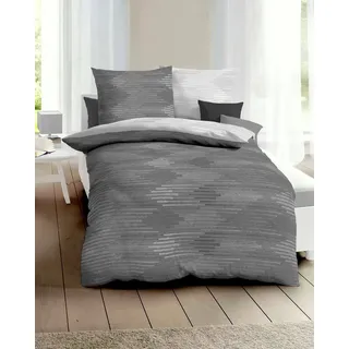KAEPPEL Ikat Wendebettwäsche Satin Grau 155 x 220 cm + 80 x 80 cm