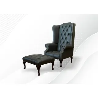 Sessel Design Couch Sofa Sitzer Luxus Neu Relax Leder Lounge Club Polster Möbel - Schwarz