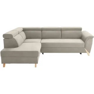 Stylife Ecksofa , Beige , Holz , Buche , vollmassiv , Ottomane links, L-Form , 265x200 cm , Stoffauswahl, seitenverkehrt erhältlich, Rücken echt , Wohnzimmer, Sofas & Couches, Wohnlandschaften, Ecksofas