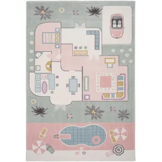 Pergamon Kinder Teppich Maui Kids Pink House , Rosa , Textil , Stern/Sternzeichen , 120x170 cm , Teppiche und Böden, Teppiche, Kinderteppiche