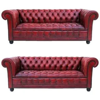 Chesterfield Sofagarnitur 3+3 Sitzer Couch Polster Garnituren Ledersofa Klassik