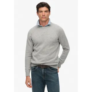 Strickpullover SUPERDRY "WOOL BLEND JUMPER", Herren, Gr. XXL, light grau marl, Strick, Obermaterial: 35% Wolle, 35% Nylon, 30% Baumwolle, meliert, regular fit normal, Rundhals, Rippbündchen, Pullover Strickpullover