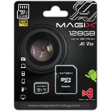 Magix MicroSD Speicherkarte 4K Series Klasse10 V30 + SD Adapter bis zu 95 MB/s (128GB)