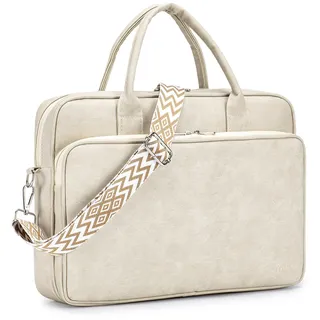 SUCIKORIO Arbeitstasche Damen Leder, Wasserdicht Laptoptasche Damen Elegant 15,6 Zoll Lehrertasche Groß Laptop Aktentaschen Leder Mit Vielen Fächern Briefcases für Arbeit, Schul, Büro