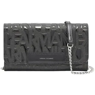 Armani Exchange Woman Liz, patent, Overall logo Cross Body Medium Black