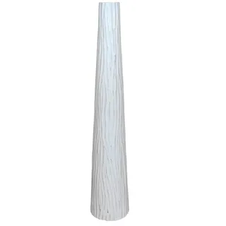 Leewadee Große Deko Bodenvase Für Dekozweige, Hohe Standvase Für Pampasgras, Design Holzvase, 65 cm, Weiß