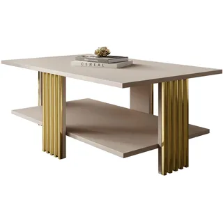 lookway Couchtisch Saphira Gold Beige 100 x 40 x 60 cm