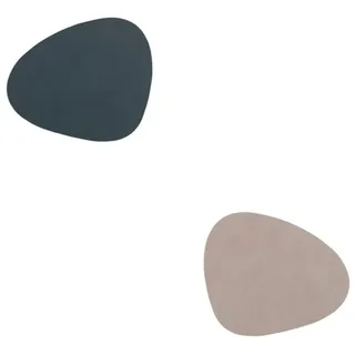 LindDNA Glasuntersetzer Curve Recyceltes Leder Nupo Doppelseitig Anthrazit-Hellgrau, Maße: 11cm x 13cm, 982857