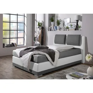Maintal Boxspringbett verstellbare Kopfstütze, grau