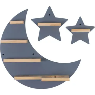 Ben'n'jen Wandregal , Grau, Naturfarben , Holz , Kiefer , vollmassiv , 6 Fächer , Fsc, Reach, Bsci , Typenauswahl , Kleinmöbel