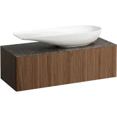 Laufen Il Bagno Alessi Schubladenelement, 1 Hahnloch, Steinplatte Marrone Naturale, Ausschnitt rechts, 120x50x37cm, zu WT-Schale H81897 4, H432325097, Farbe: Noce Canaletto