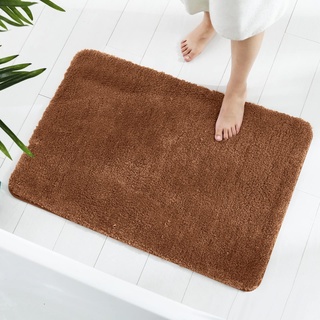 GONICVIN Teppich, 50 x 80 cm Flauschige Mikrofaser Waschbarer Badteppich Badematte, rutschfest Badezimmerteppich für Badezimmer, Wohnzimmer (Braun)