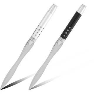 Ouligay 2 Stück Brieföffner Schwert, 16cm Edel Brieföffner Edelstahl Letter Openers Briefumschlagöffner, Mühelos Post und Pakete Öffnen, Geschenk für Büro Zuhause Schulbedarf (Silber, Schwarz)