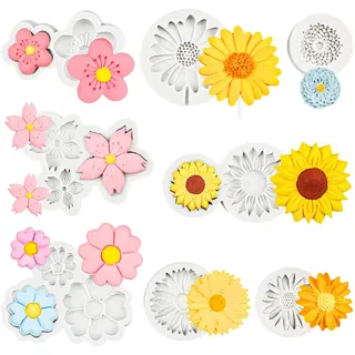 Drado 8 Stück silikonformen, 3D Silikonform Blumen, gießformen Kerzen, Daisy Silicone Kerzenform, Sonnenblumen Seife Selber Machen, DIY Handgefertigten Kuchen Schokolade Dessert