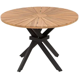 Beliani Gartentisch Ø 110 x 75 cm Braun/Schwarz