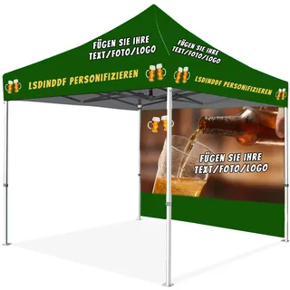 LSDINDF Personalisierter Pop Up Pavillon, Faltpavillon Camping, Personalisierter Pavillon mit Seiten, fügen Sie Ihren Text/Foto/Logo hinzu, für Veranstaltung, Werbung, Geschäftspräsentation.