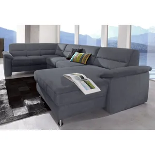sit&more Wohnlandschaft "Ascara U-Form, B:312cm, klassisches Design, Taschenfederkernpolsterung" inklusive Boxspring/Federkern-Polsterung, wahlweise mit Schlaffunktion, dunkelgrau